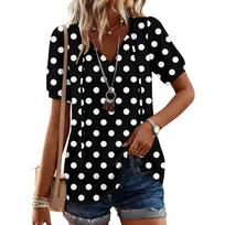 Women's Fashion Casual Checkered Print Top L juoda