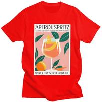 Custom Vintage Cocktail Drink Orange Spritz Aperols T Shirt Men Short Sleeve Tshirts Casual Tee Pure Cotton Slim Fit Tshirt S