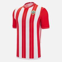 U.D. Almerijos namų futbolo marškinėliai Raudonos ir baltos juostelės Klubo ženklelis Futbolo marškinėliai Gerbėjams ir Sirgaliams XS