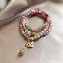 Fox Mask Mixed-color Jade Crystal Bracelet for Women, Delicate, Exclusive, Exquisite String of Beads Hand Rope