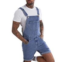 Mens Plus Pocket Jeans Overall Jumpsuit  Streetwear  Overall Suspender Pants L mėlyna