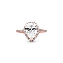 Pandora Sparkling Teardrop Shaped Halo Cubic Zirconia Ring Women ring Rose-Gold 186251CZ 48