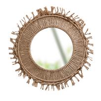 Rankų darbo medvilnės virvės rėmo apvalus veidrodis su elegantiškais kutais, pintas makramė, sieninis veidrodis svetainės dekoravimui Middle