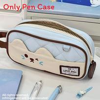 Sea Salt Blue Pencil Bag For Girls Cute Style Canvas Storage Pen Holder