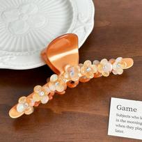 Luxurious Oversized Hair Claw Clip With Stunning Floral Accents For Stylish Women Orange