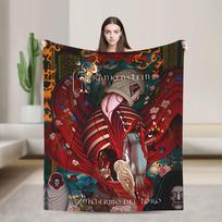 Movie Frankenstein Monster Posters Flannel Blanket  Warm Soft Throw Blanket for Outdoor Picnic Novelty Bedspread Sofa Bed Cover 100x150cm