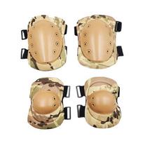 A set of Four Knees and Elbows,Airsoft Knee Elbow Protective Pads Combat Paintball Skate Outdoor Sports Safety Guard Gear tamsi chaki spalva