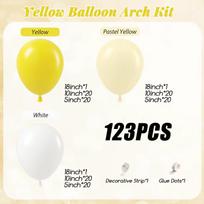 123 pieces of yellow and white balloon set, suitable for weddings, birthdays, pop parties, bridal showers, and bachelor parties Other