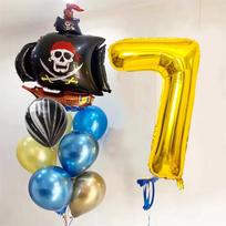 10pcs Pirate ship Balloons Set 32inch Gold Number Ballon Set Halloween Birthday Theme Party Decorations Other