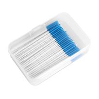 200 Pcs/Box Silicone Interdental Brushes Super Soft Dental Cleaning Brush Dental Floss Double-headed Toothpicks Oral Care Tool mėlyna