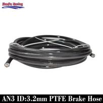 AN3 ID3.2mm 1/8  PTFE Motorcycle Brake Hose Universal Racing Flexible Hydraulic Stainless Steel Braided PTFE Brake Line Black 150CM
