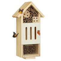 Wooden Insect House Bee Hotel with Multiple Compartments for Solitary Bees and Beneficial Insects Hanging Garden Habitat juoda