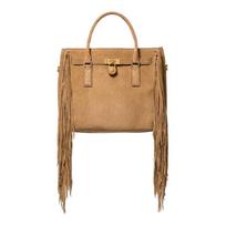 MICHAEL KORS Hamilton MODERNE Tassel Design Calfskin Handbag Small Women's Brown ruda