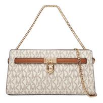 MICHAEL KORS Hamilton Moderne lettered all-over gold hardware coated canvas crossbody bag mini women's vanilla white auksas