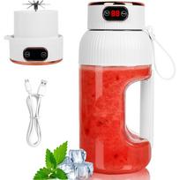 1.2L Portable Blender USB Rechargeable, Traveling Portable Fruit Veggie Juicer with Handle, 3D-10 Blades Powerful Extractor Blade, Mini for Shakes balta