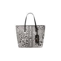 MICHAEL KORS Sinclair Animal Print Polyurethane Tote Bag Shopping Bag Handbag Women's Black and Beige juoda