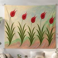 Psychedelic Screaming Sun tapestry 75x100 juoda