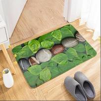 Botanical Pebble Stone Door Mat Colorful Floral Pebble Print Non-Slip Entryway Rug Nature Rustic Themed Floor Mat for Front Door 40x60cm