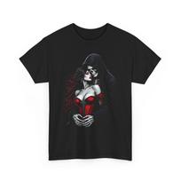 Gothic Lovers T Shirt Grim Reaper Skeleton Graphic Tee Dark Romance Embrace S įvairiaspalvis