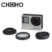 Gopro UV Lens Filter 37mm + Alloy Adapter Ring + Lens Cap Lente Protector Filtro for Gopro Hero 3 3+ 4 Accessories Set filtros