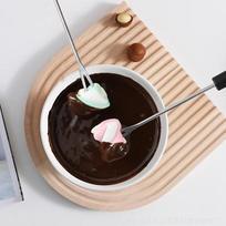 Fondue Mug Set With Fork 220ml Mini Portable Ceramic Melting Cup Personal Cheese Butter Melting Mug For Caramel Desserts Snacks China Mainland