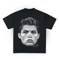 Cristiano Ronaldo Vintažinis Juodai Baltas Portretas Grafinis Marškinėlis, Unisex Oversized Streetwear, Futbolo Gerbėjo Dovana S įvairiaspalvis