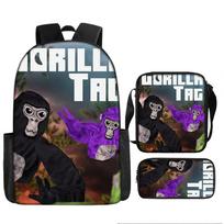 Cartoon Lemur Pattern Large Capacity Backpack Satchel Pencil Case Leisure Simple Portable Student Backpack Can Be Customized, Drawing Three piece set