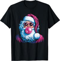 Cool Santa Blowing Bubble Gum Funny Christmas T-Shirt Unisex T-Shirt S įvairiaspalvis