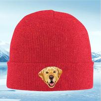 New Smiling dog portrait artwork happy face Unisex Women Unisex Knitted Hat Beanie Pullover Cap Winter Thermal Warm Christmas Outdo