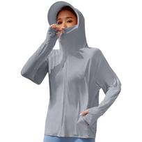 Women Full Zip Sun Protection Hoodie Long Sleeve Lightweight Jacket with Thumb Holes and Adjustable Hood for Outdoor Activities One Size