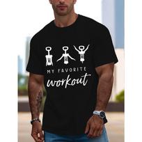 Men's Gym T-Shirt with Dumbbell & Workout Design - Black Casual Short Sleeve Summer Top, Regular Fit Round Neck Tee for Exercise Shirts S įvairiaspalvis