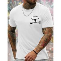 Fashion West Bull Skull Print Men's Crew Neck Short Sleeve T-shirt Comfy Breathable Trendy Summer Tops S įvairiaspalvis