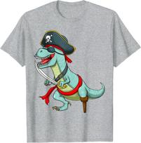 Pirate Dinosaur T Rex Funny Tyrannosaurus Funny Unisex T-Shirt S įvairiaspalvis