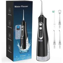 Water Flosser for Teeth Cleaner Rechargeable Oral Irrigator 4 Modes 310ML IPX7 Waterproof Powerful Battery Water Dental Pick for Home Travel (Black)