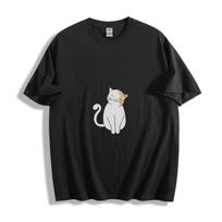 Cute Cartoon Calico Cat Graphic T-Shirt Mens Womens Tees Top 2XL