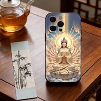 Avalokiteshvara Phone Case For iPhone 17,16,15,14,13,12,11 Plus,Pro Max,XS,Soft Silicone Black Cover iPhone15plus