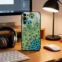 P-Peacock feather Phone Case For Samsung S25,S24,S21,S22,S23,S30,Ultra,S20,Plus,Fe,Lite,Note,10,Black Cover Samsung S25