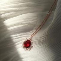 European and N Princess Wedding Ruby Pendant Necklace Fashion Temperament Rose Gold Collarbone Chain 925 silver