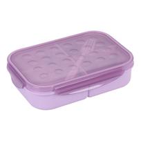 Bento dėžutė 3 skyrių, nepralaidi, 4 užsegimai, tvirta, tinkama naudoti mikrobangų krosnelėje, suaugusiųjų pietų dėžutė su šakute skirtas