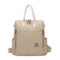 Student School Bag Women's Anti-Theft Backpack Rhomboid Dual-Purpose Travel Shoulder Bag smėlis