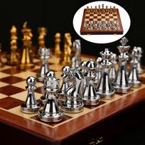 30cm Viduramžių šachmatų rinkinys Šachmatų lenta 32 figūrėlės Stalo žaidimo figūrėlių rinkiniai Szachy Checker Gold Silver