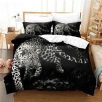 Leopardo patalynės komplektas Antklodės užvalkalo komplektas 3D patalynė Skaitmeninė spauda Lovos linas Karalienės dydžio patalynės komplektas EU single(135x200cm)