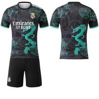 2025-26 Real Madrid black cyan dragon special edition #9Mbappé #7 Vinícius Football Jerseys 20