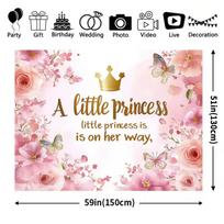 2D Pink Floral Butterfly Baby Shower Party Decoration Background 47.2x31.5inch/120*80cm