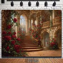 2D Tea Party Backdrop with Floral Teapot & Butterflies Photography Background 47.2x31.5inch/120*80cm