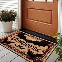 VIKAMA Halloween Door Mat with Bat for Front Door Spooky Indoor Outdoor Doormat with Unwelcome Pattern Porch Entryway Home Decor 40cm x 60cm