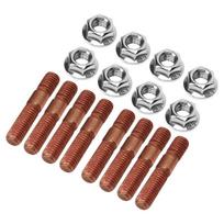 8 vnt. M8 1.25 sriegiuotos turbinos varžtų rinkinys 8 mm metalo lydinio aukšto slėgio atsparūs išmetimo kolektoriaus varžtai, veržlės, tvirtinimo detalės