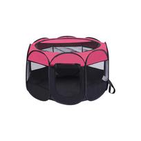Foldable Pet Playpen Large Indoor Outdoor Pet Enclosure Tent Portable Pet Play Yard for Cats Small Dogs and Other Pets with Mesh Sides and Easy Setup One Size raudona
