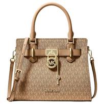 MICHAEL KORS Hamilton bolso old flower all over printed gold finish coated canvas shoulder handbag small size women's camel auksas