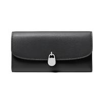 MICHAEL KORS Hamilton back slip pocket silver hardware leather wallet large size unisex couple style black juoda